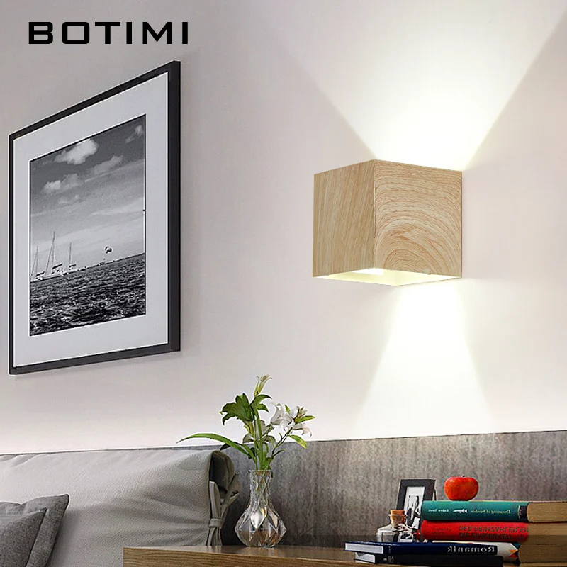 BOTIMI Modern Square Wall Lamp For Bedroom Bedside Wall Sconce Nordic Staircase Wall Light Modern Wall Decor Luminaires