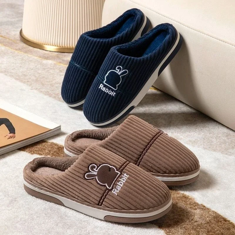 Men Winter Big Size Cotton Slippers Couple Indoor Home Thick Bottom Anti Slip High Quality Large House Slippers