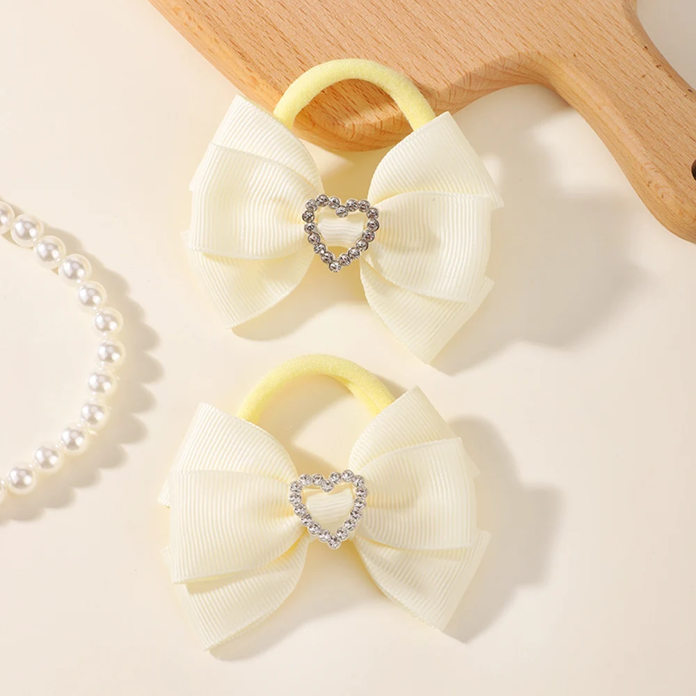 BABY BOWS 2 Stück/Set Kinder Mädchen Niedliche Doppelschichtige Schleifen-Haargummis Haarbänder Kinder Basis-Pferdeschwanz-Kopfschmuck Haaraccessoires – Detail 27