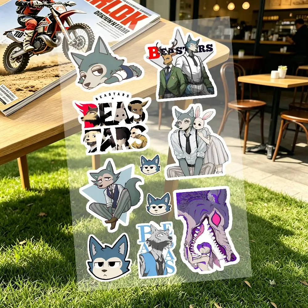 Anime B-Beastars Motorcycle Sticker Set Reflective Decals For Helmet Fuel Tank Fairing Body Custom Bike Graphics Kit