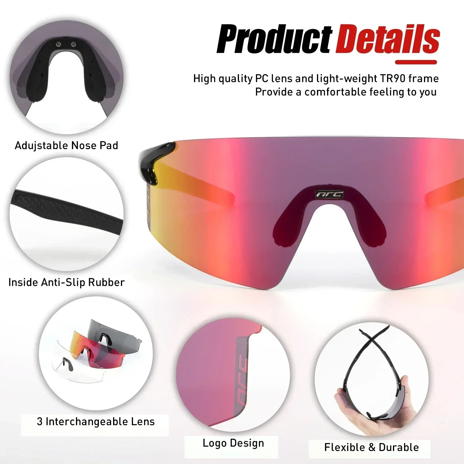 Kapvoe Cycling Sunglasses Fashion for Men Bike Glasses Cycle Women Sports Bicycle MTB Fishing Hiking Riding Eyewear UV400