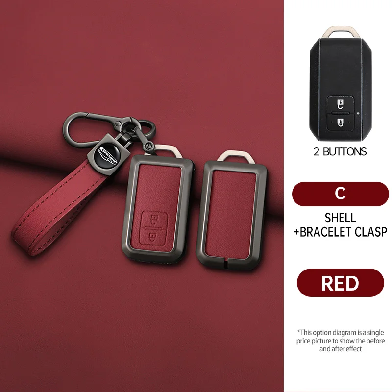 Zinc Alloy Leather Car Smart Key Case Cover Protector Shell For Suzuki Sierra Jimny Swift Embona Spacia Wagon Ertiga Accessories