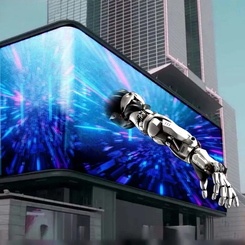 LED Naked-Eye 3D Display 90 Degree Curved Outdoor Billboard Screen Architectural Advertising Wall Digital Signage Shopping Malls
