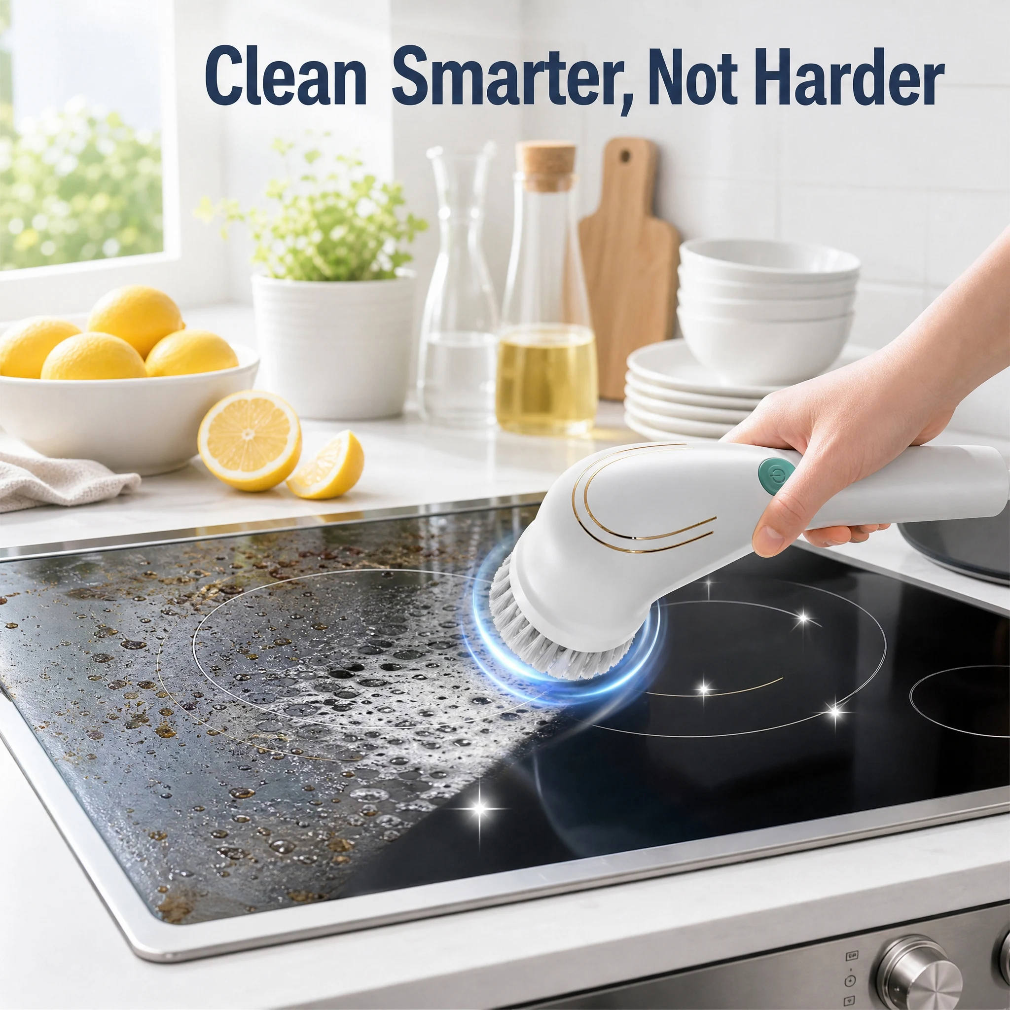 Premium Electric Cleaning Brush - IPX7 Waterproof, Ergonomic Handle for Bathroom/Sink, Safe Immersion Use, Single Piece