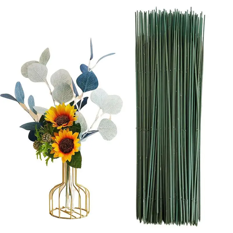 100Pcs 17/25/30cm Artificial Green Flower Stem DIY Floral Material Handmade Wire Stem Accessoies For Wedding Home Decoration