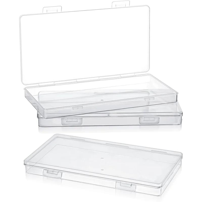 AA20-Empty Organizer Case Small Rectangle With Hinged Lid 3 Pack Mini Plastic Clear Storage Containers Box For Collecting Bead