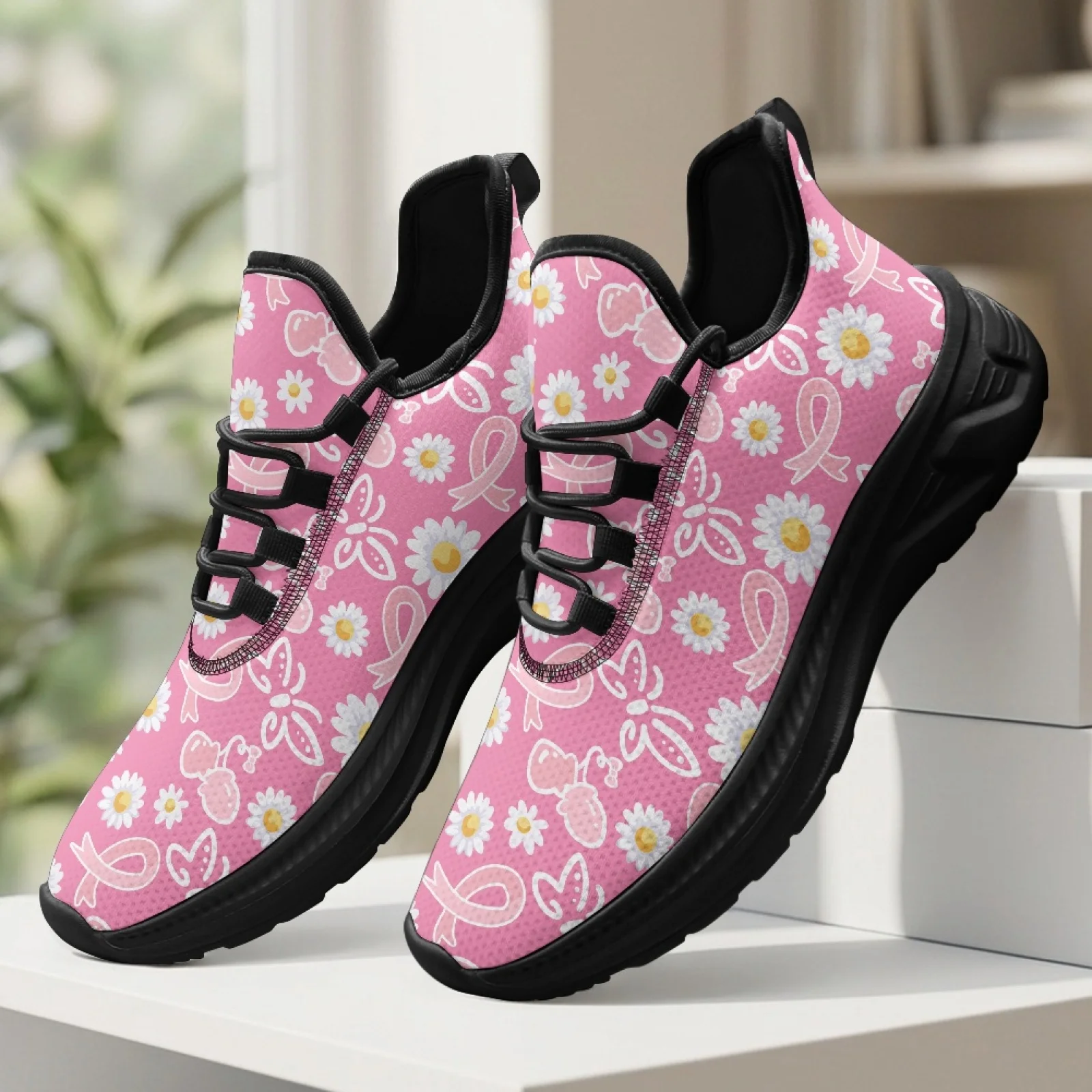 PENSTROLL Flowers Non-Slip Mesh Walking Shoes for Men Lightweight Comfortable Gym Workout Shoe for Athletic Mens