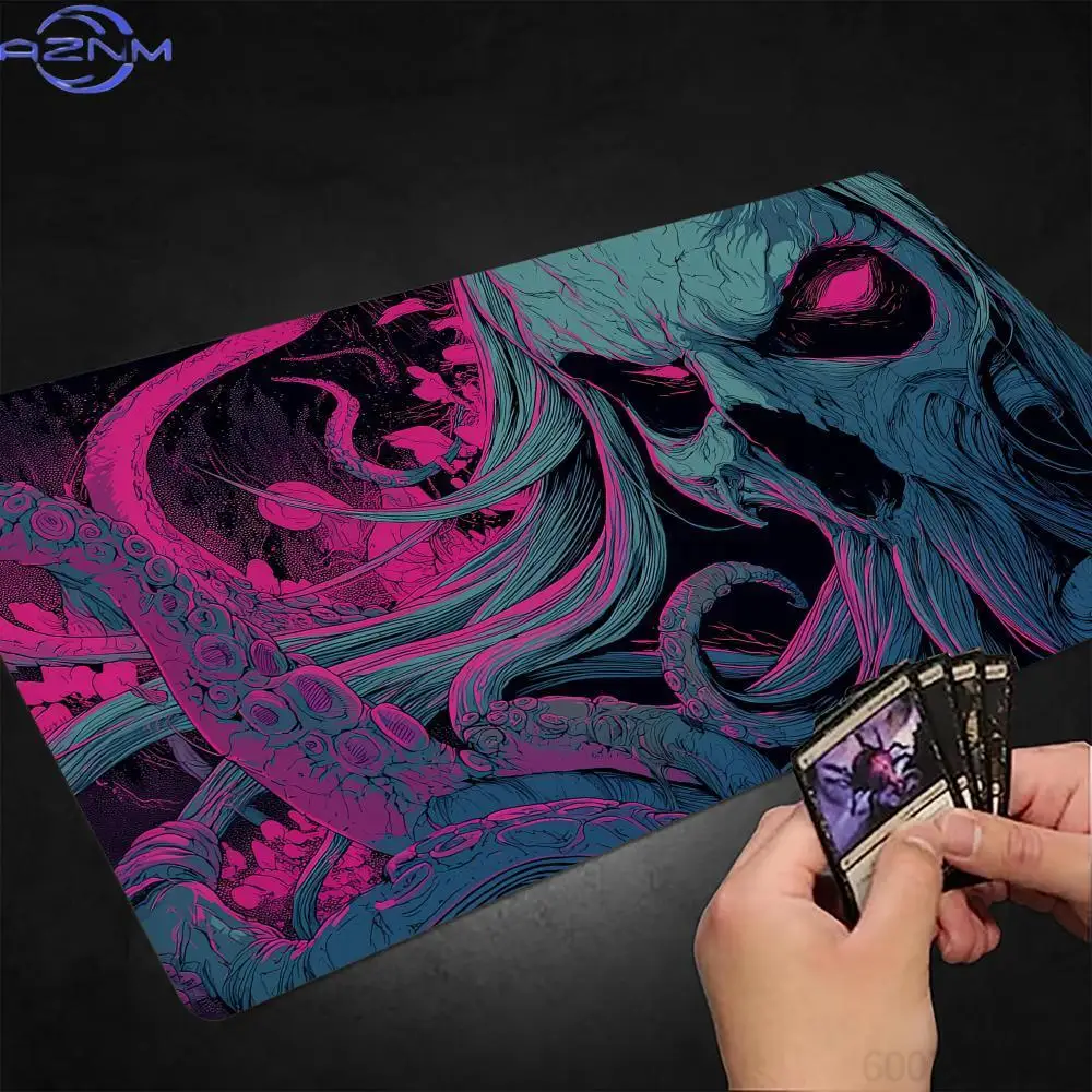 Death God Octopus MTG Playmat Magic Card Mat with Stitched Edge Non-Slip Durable Tabletop Playmat Board Game Mat for TCG