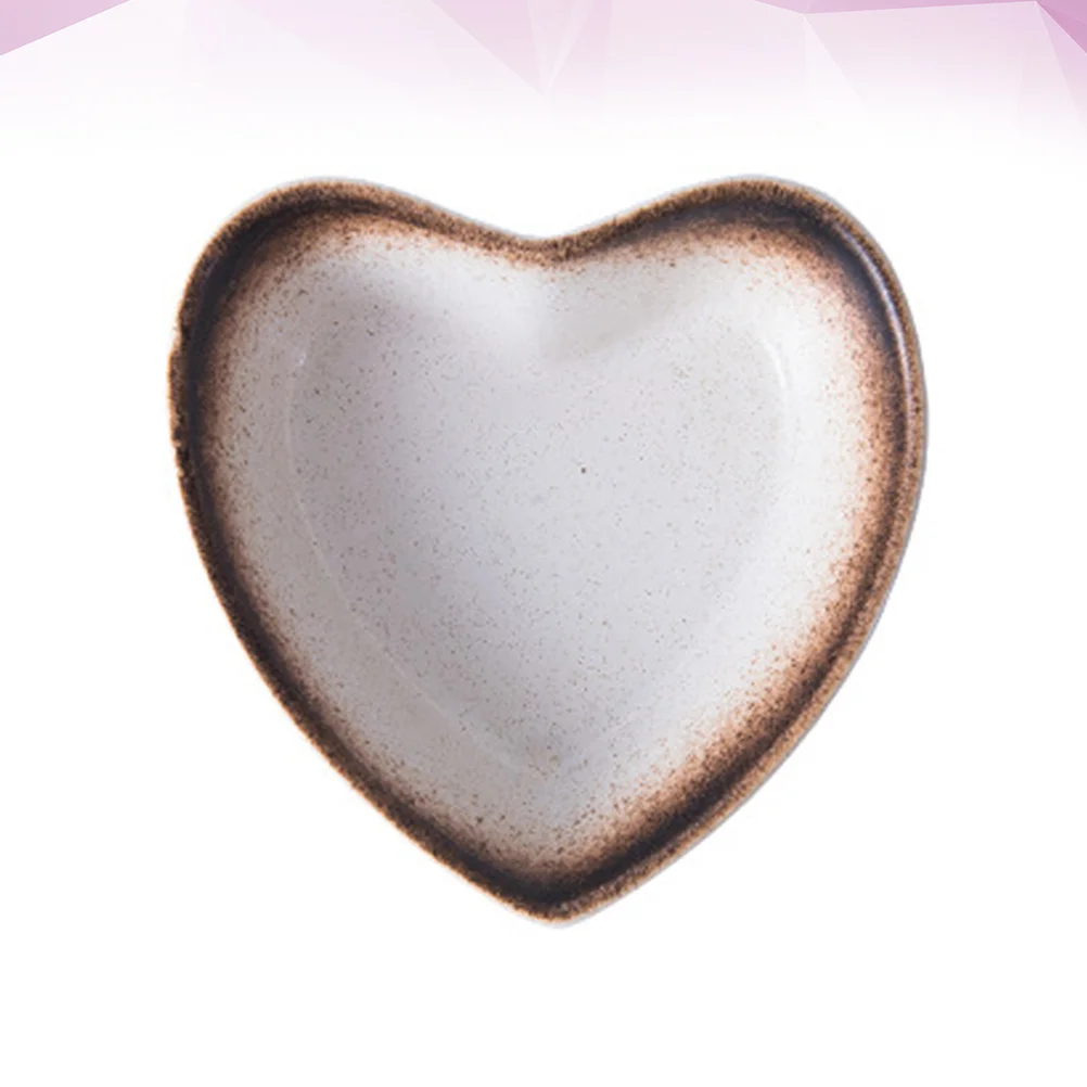 

Heart-Shaped Ceramic Bowl Mocha Color Creative Love Bowl for Home Store Fruit Salad Storage Broken-Resistant Beauty