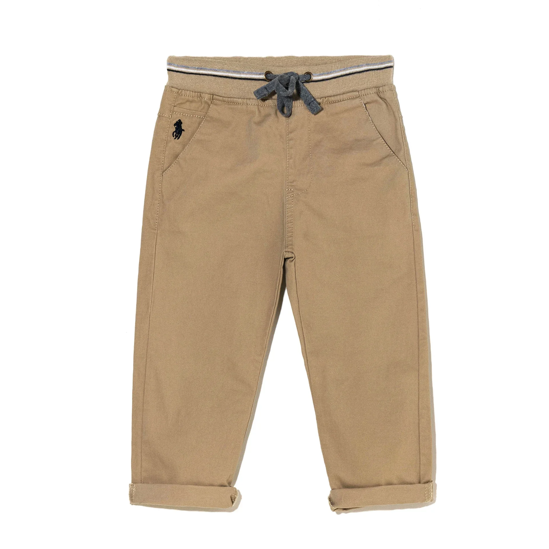 Spring and Autumn style boys\' straight tube tied suit pants, boys\' western-style pure cotton khaki pants