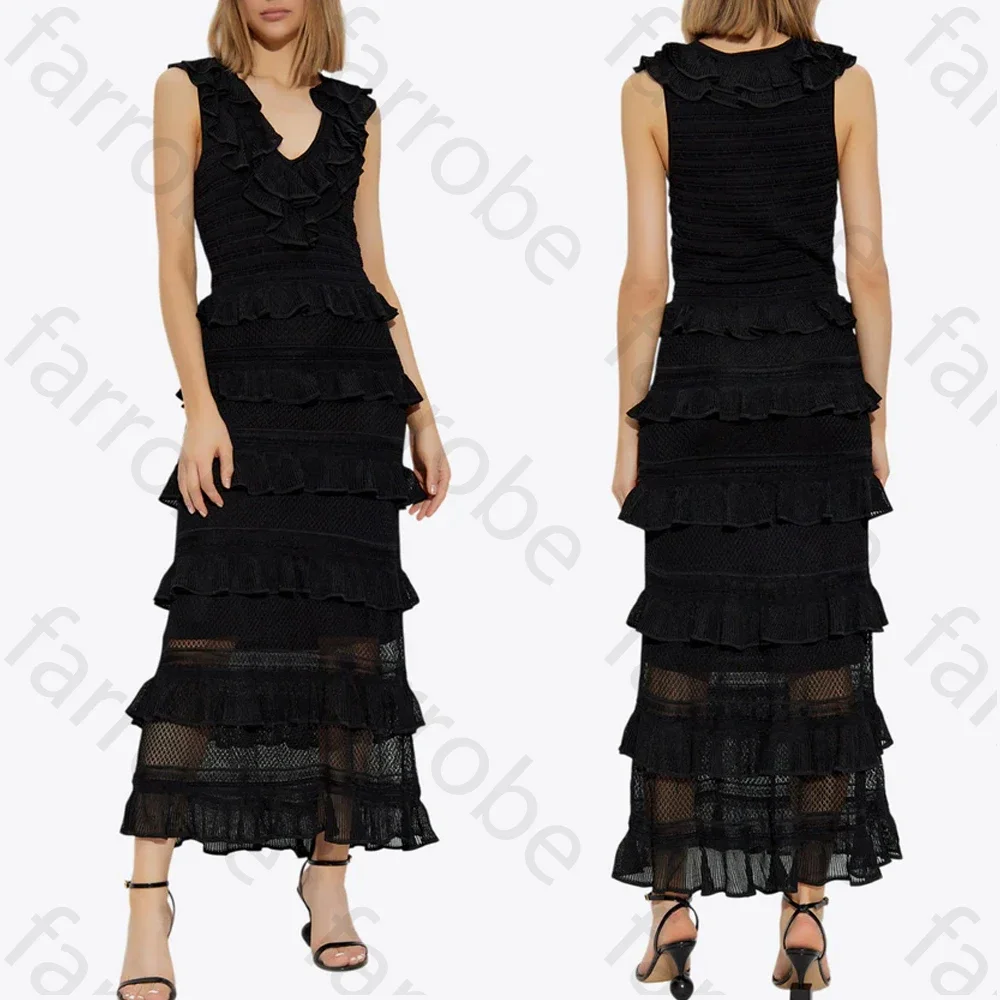 

Customized Crush Frilled V-neck Midi Dress A-Line Evening Dresses Occasion Formal Exquisite High Quality Prom Party Gowns Women