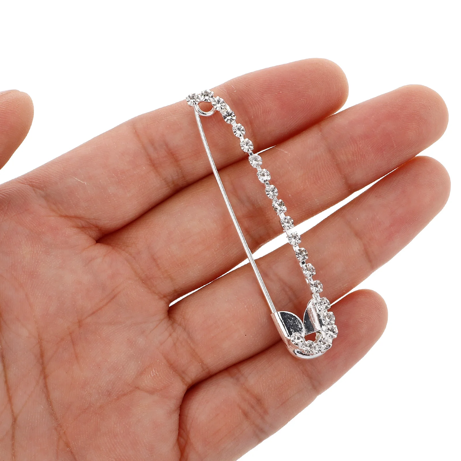 

10Pcs Rhinestone Brooch Pins Elegant U-Shaped Crystal Safety Pin for Sweaters Shawls Scarves Fashion Clothing Accessory