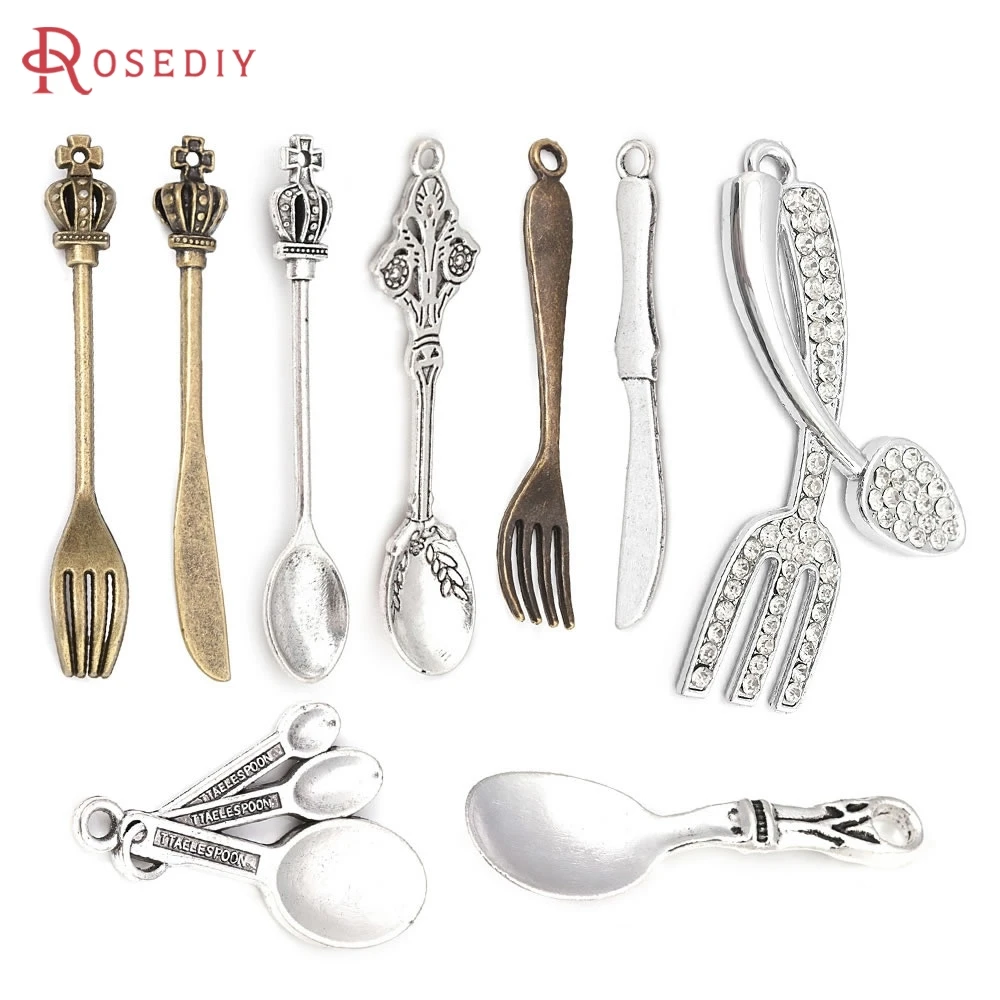 

Antique Silver Antique Bronze Zinc Alloy Knife Spoon Fork Charms Pendants Diy Jewelry Making Necklace Earrings Accessories