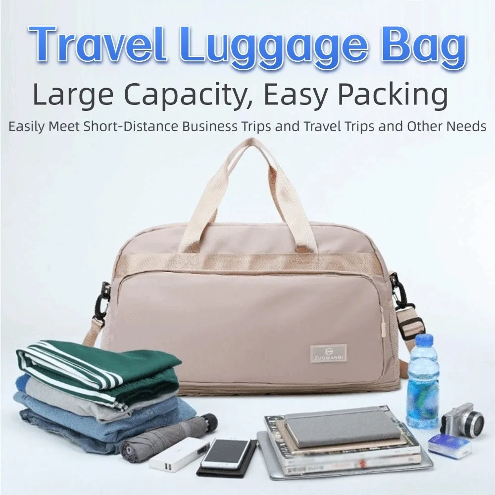 Expandable Travel Duffel Bag Crossbody Waterproof Travel Luggage Bag Wear Resistant Dry-wet Separation Women's Fitness Handbag