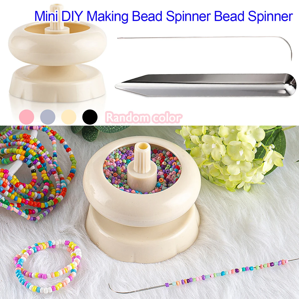 DIY Perlenspinner für Schmuckherstellung, Müheloser Rotierender Kunststoff-Armbandspinner mit 1 Perlnadel – Detail 1