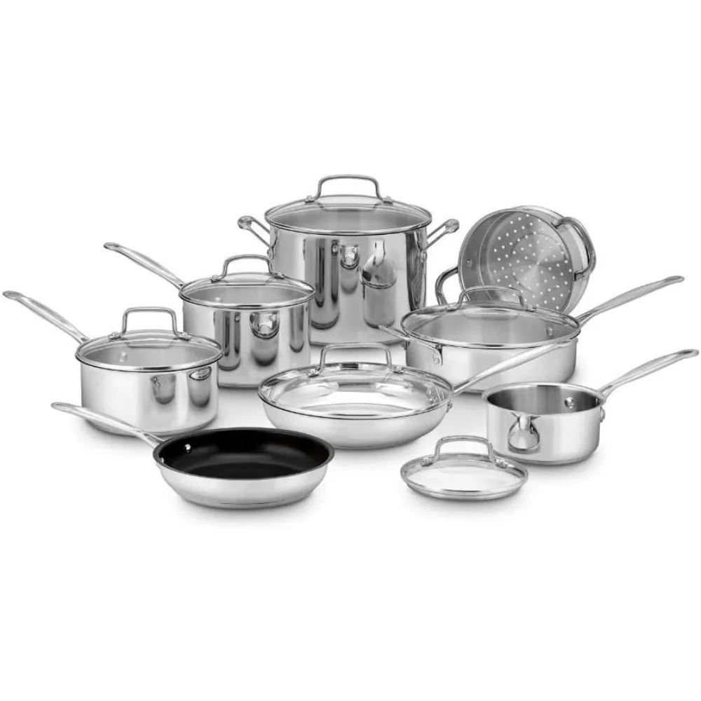 14-Piece Cookware Set, Chef's Classic Stainless Steel Collection, 77-14N