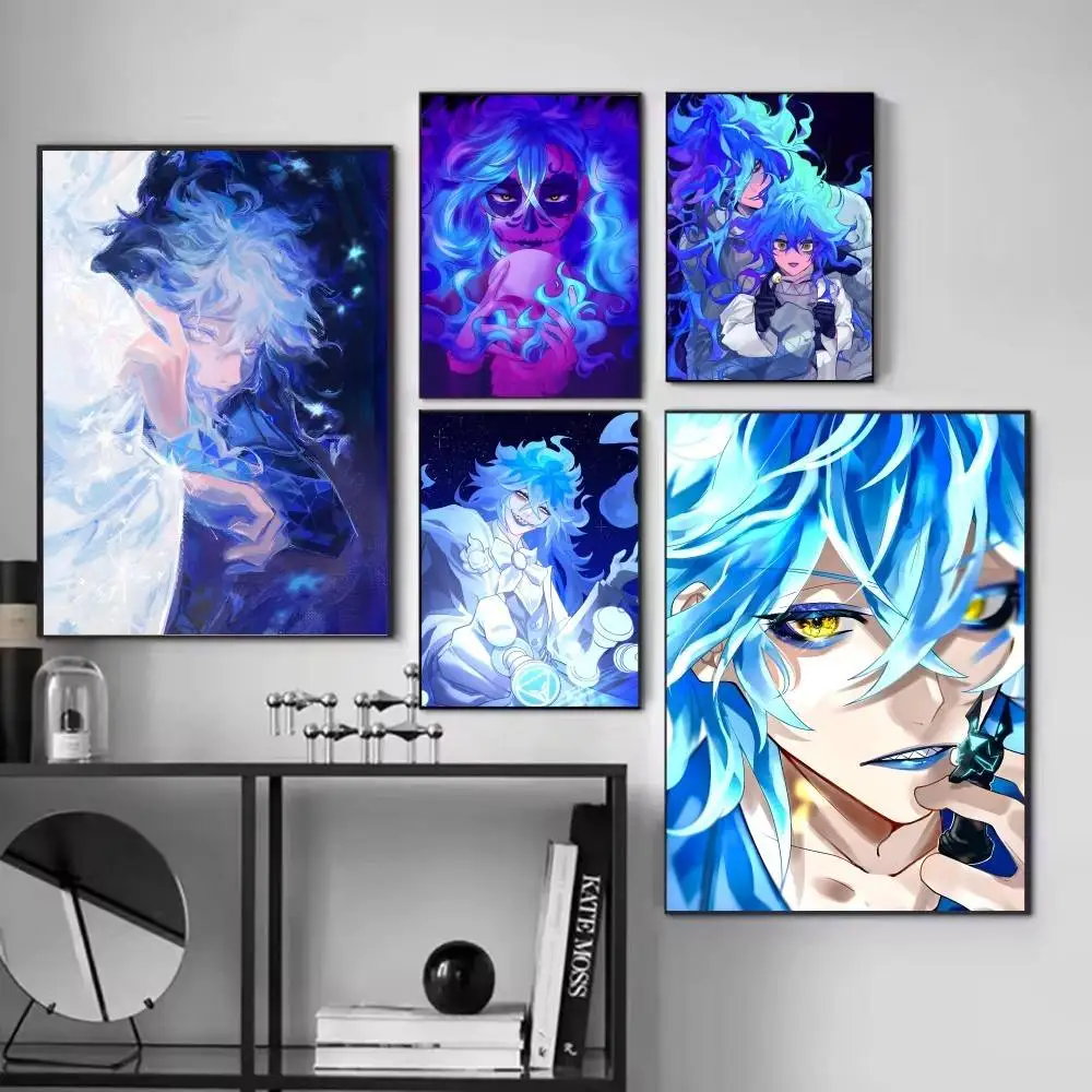 Anime Game Cool Boy T-Twisted-W-Wonderland Idia Shroud Posters Fancy Wall Sticker for Living Room Bar Decoration Wall Decor