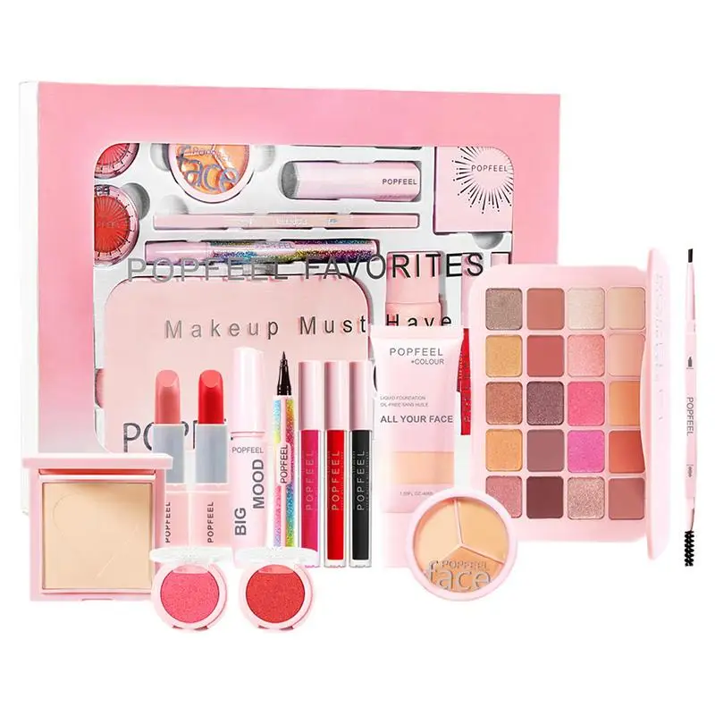 Juego de maquillaje todo en uno para adultos, paleta de sombras de ojos de 20 colores, base facial, Primer Kit completo de maquillaje, juego de regalo de princesa