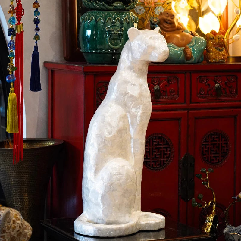 

Soft shell small leopard art decoration home entrance floor ornament