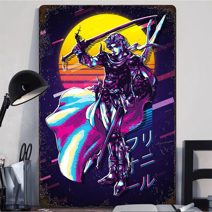 Final Fantasy Sephiroth Metal Wall Art Decor 30x40cm Vintage Game Character Poster for Living Room Bedroom Home Decoration