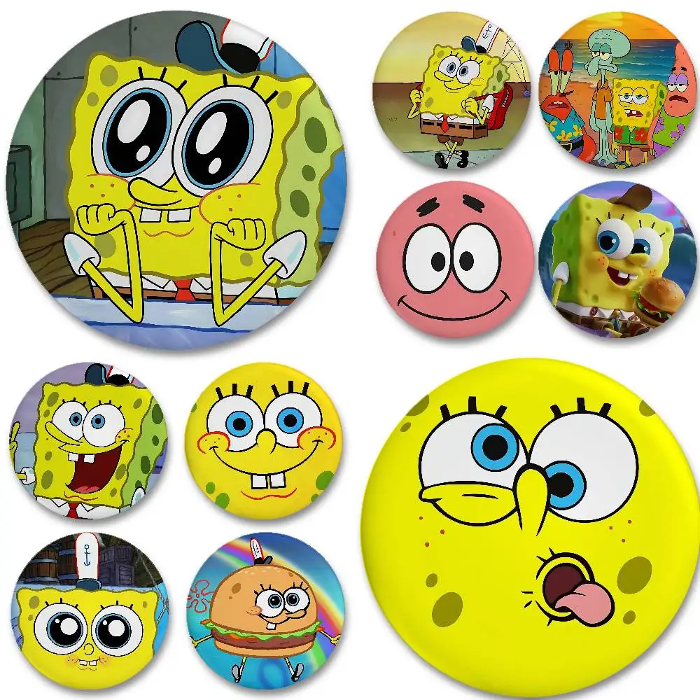 S-Spongebob Enamel Pins Handmade Round Brooch L Killer Yagami Light Cosplay Badge Backpacks Jewelry Gifts
