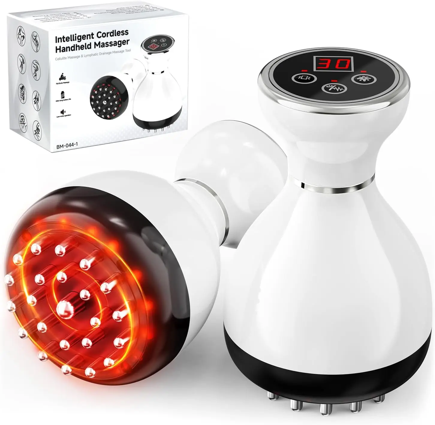 Lymphatic Drainage Massager with Microcurrent, Red Light, Heat & Vibration for Cellulite Reduction and Body Sculpting