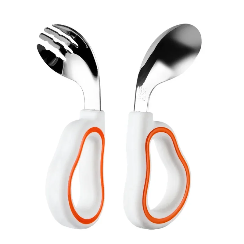 1PCSBaby Eating Training Soft Silicone Spoon and Fork Cutlery Toddler Learn To Eat Training Soft Fork Cutlery Children Tableware