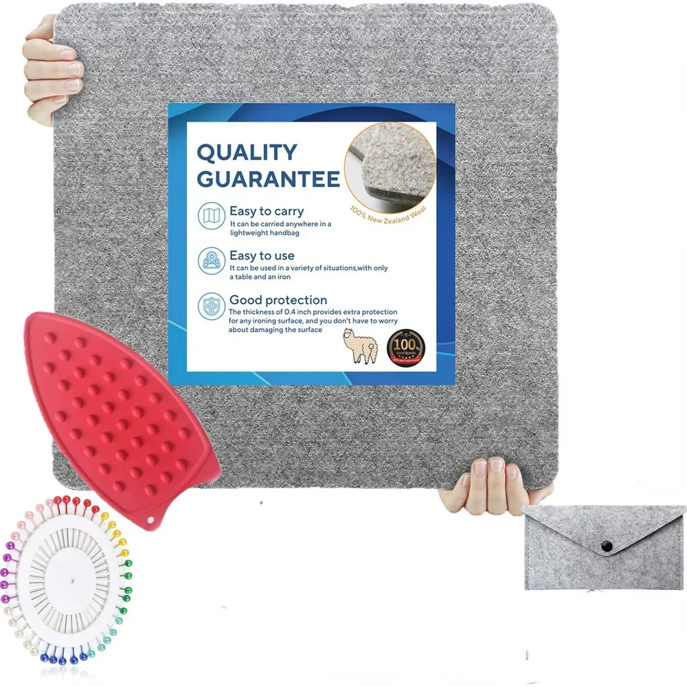 Wool Ironing Mat Kit -Portable and Protect Surface 10×10 Quilting Wool Pressing PadSilicone Iron Pad,Felt Bag Great for Sewing Wool Ironing Mat Kit -Portable and Protect Surface 10×10 Quilting Wool Pressing PadSilicone Iron Pad,Felt Bag Great for Sewing