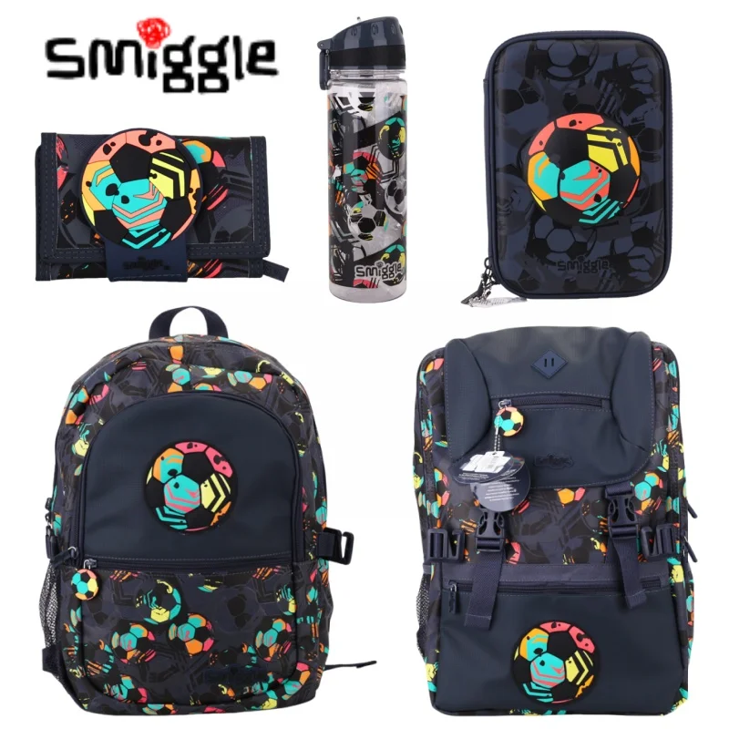 

Оригинальная австралийская детская школьная сумка Smiggle для мальчиков, красочные футбольные 16-дюймовые модные высококачественные студенческие сумки, подарки