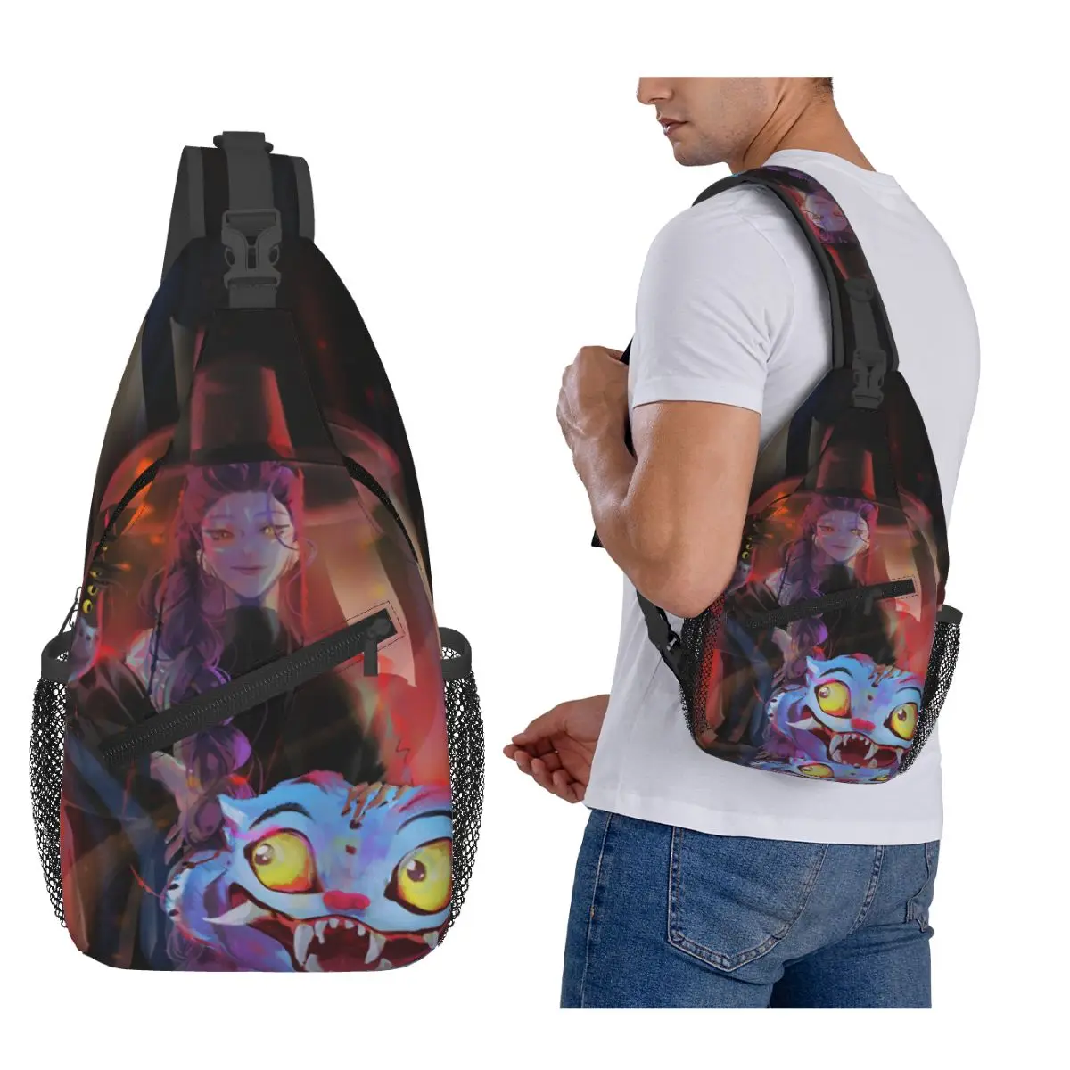 

Kpop Demon Hunters Huntrix Movie нагрудная сумка Мужской рюкзак через плечо на слинге нагрудная сумка для путешествий и пешего туризма рюкзак сумка на плечо