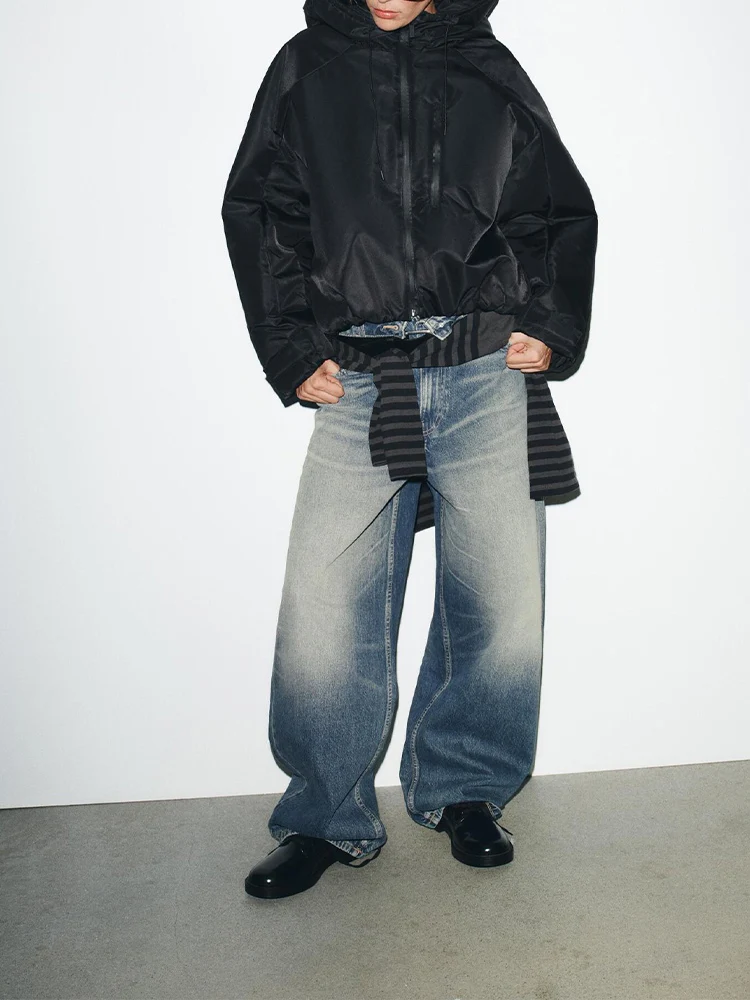 

Новое женское модное универсальное темпераментное однотонное хлопковое пальто с капюшоном в городском функциональном стиле в европейском стиле