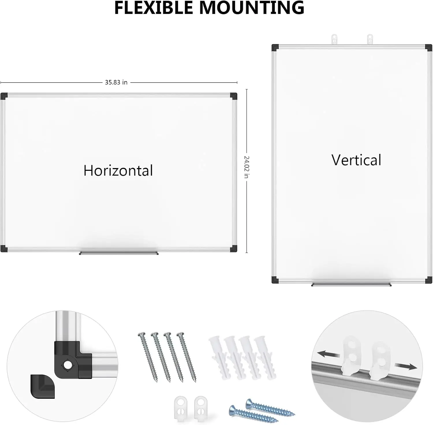 

Magnetic Dry Erase Board/Whiteboard, 36 X 24 Inches, White Board,1 Dry Eraser & 3 Dry Erase Markers & 4 Push Pin Magnets