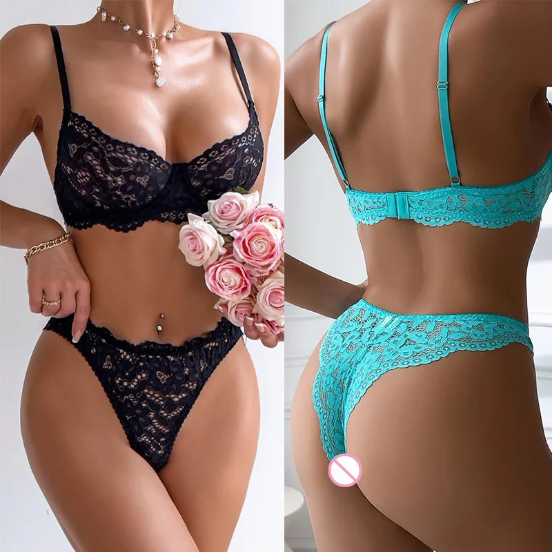 Bar set Two piece lace set with straps that gather small chest and highlight large lace sexy tоy girl baby dolls atky Sex shop