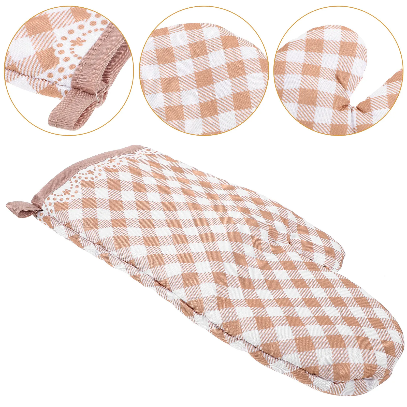 Plaid Heat Resistant Oven Gloves Thickened Microwave Mittens for Baking Cooking Kitchen Use Protective Oven Mitts Adults