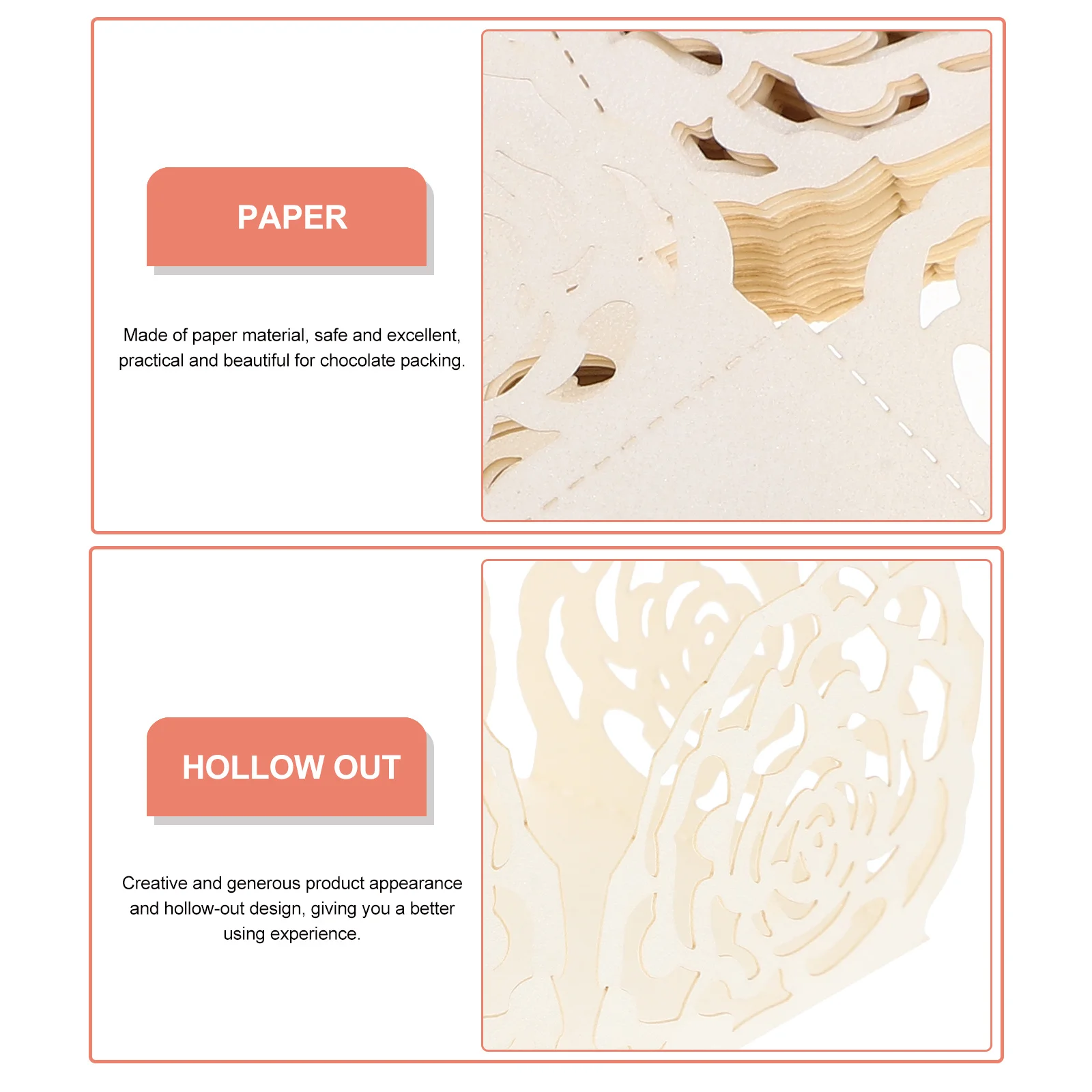 

50Pcs Chocolate Tray Decorative Hollow-Out Paper Liners Candy Cups Wedding Chocolate Wrappers Truffle Paper Wrappers