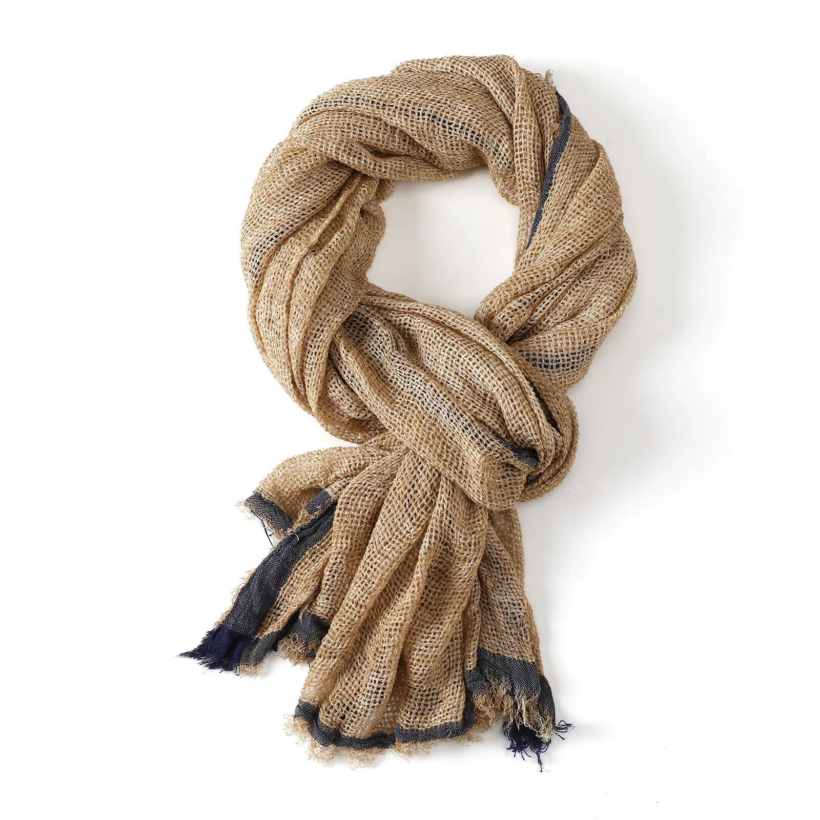 Fashion Striped Cotton Linen Scarf for Men Women Breathable Warm Outdoor Travel Scarf Short Tassel Bufanda Shawl Wrap