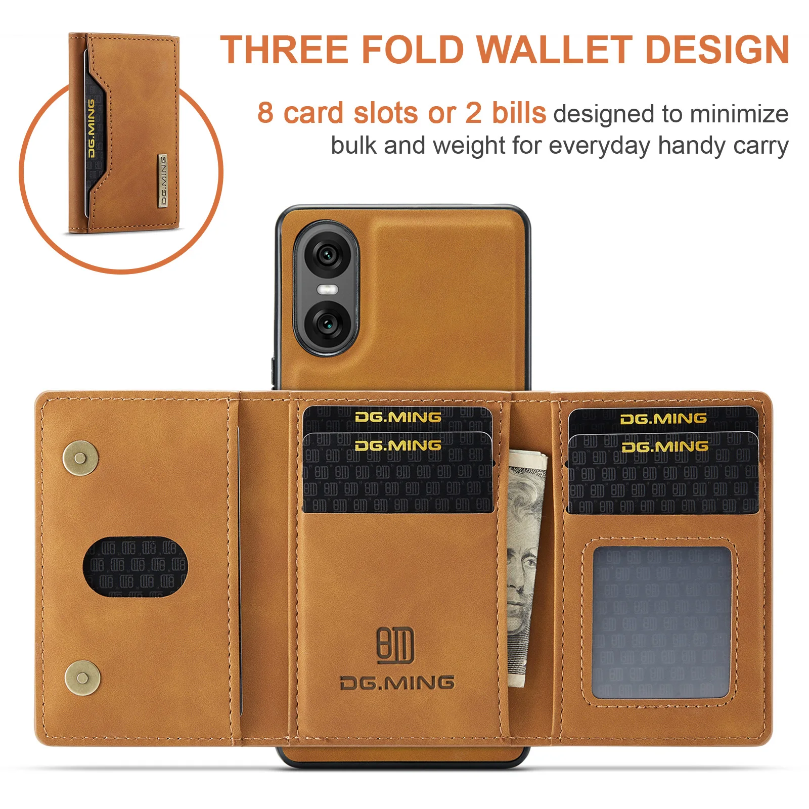 DG MING Detachable Magnetic Leather Wallet Phone Case for SONY Xperia 1 VI/Xperia 10 VI/Xperia 1 V/Xperia 5 V/Xperia 10 V Cover