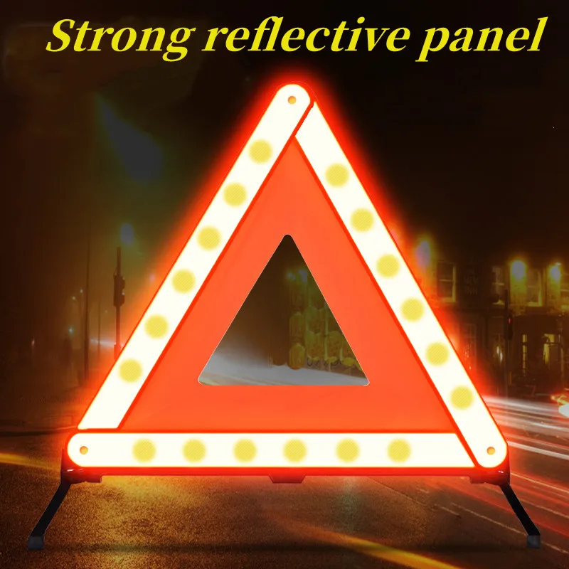 

Car Emergency Breakdown Warning Triangle Red Reflective Safety Hazard Car Tripod Folded Stop Sign Reflector Decorate Accessories