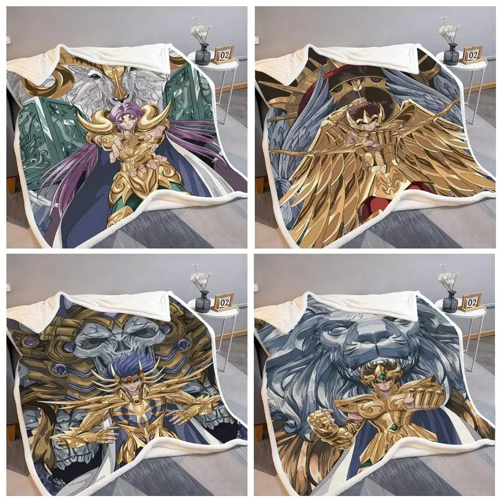 Klassischer japanischer Anime S-Saint S-Seiya-Überwurf, flauschige weiche Flanelldecke, warmer, hautfreundlicher Überwurf für Sofa, Bett, Büro, Nickerchen, Winter