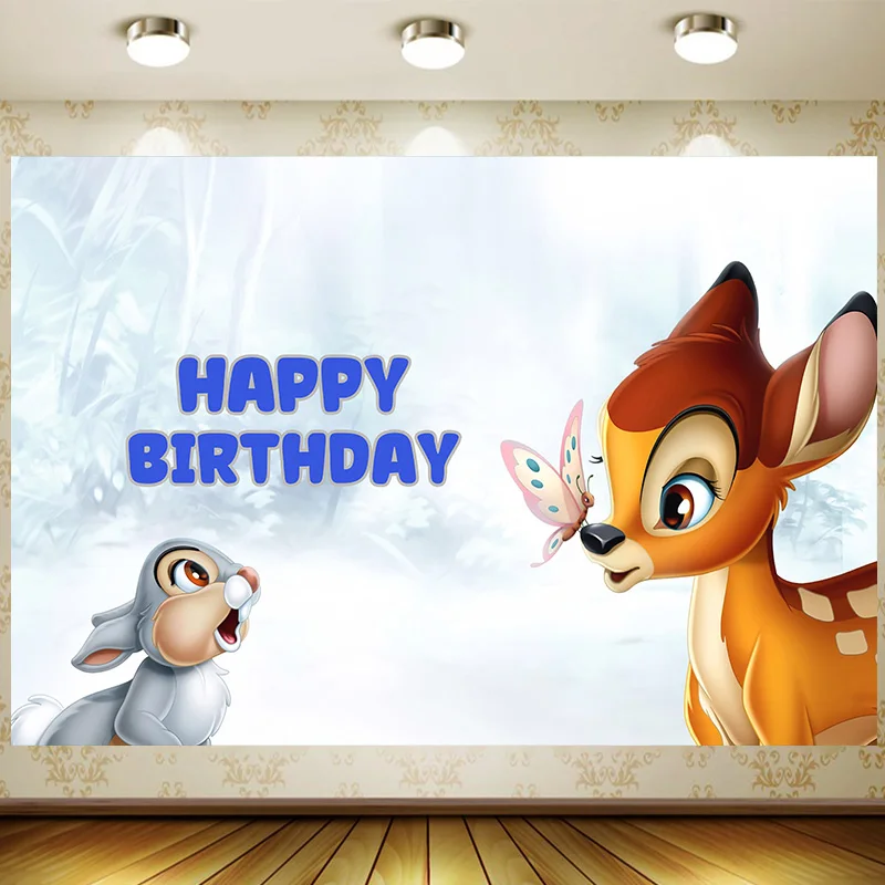 Bambi Backdrop Children Birthday Supplies Girl Princess Party Cartoon Decoration Background Photography