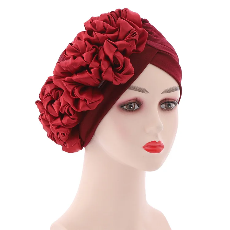 Polyester African Headtie 2022 Summer African Women Solid Color Headtie African Hats African Caps