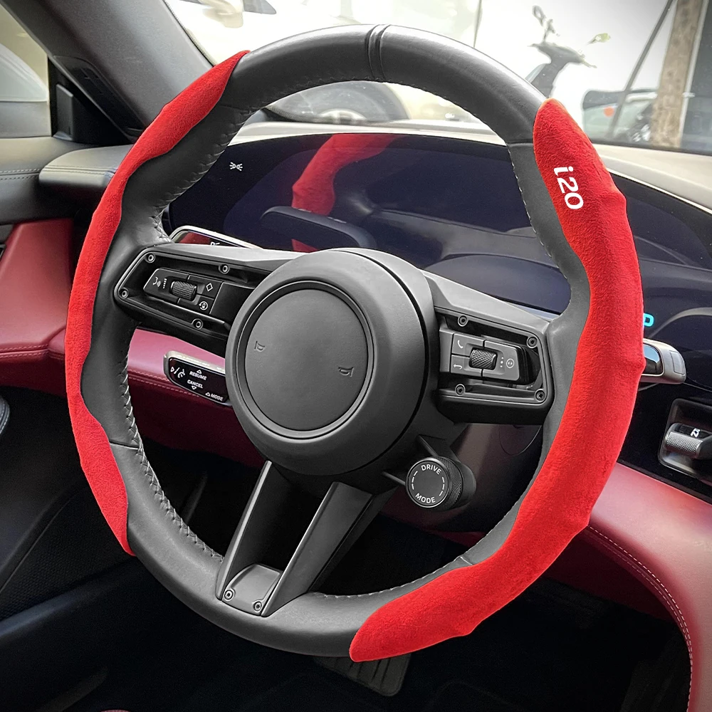 Car Steering Wheel Cover Protector Anti Slip Suede Auto Accessories For Hyundai I20 Sportz Elite Asta 2014 IB N Line 2022 Usata