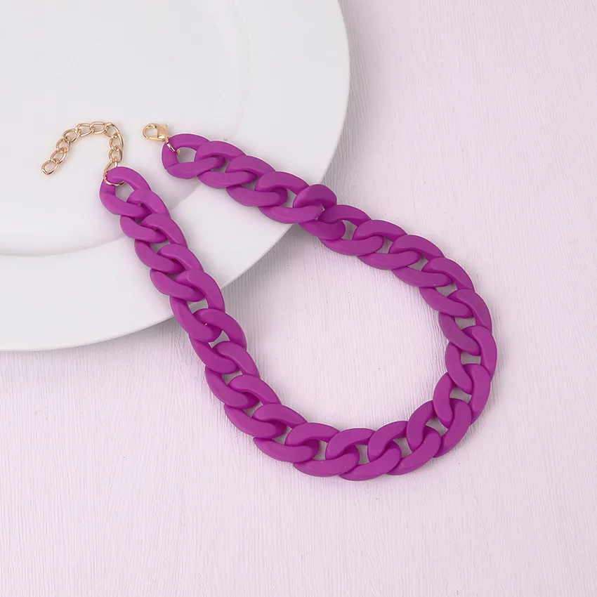 FishSheep Trendy Colorful Acrylic Chain Choker Necklaces For Women Statement Matte Resin Wide Chain Collar Neck Jewelry 2022 New image 3