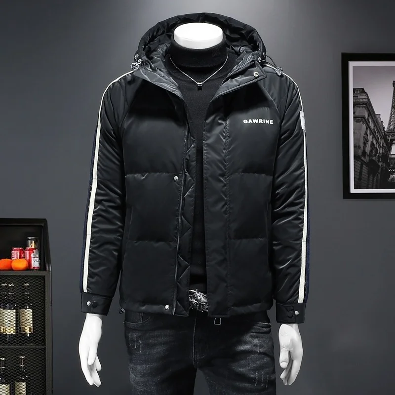 Station Luxury European Brand Men's Hooded Jacket 2023 Winter Fashion Leisure Trend White Duck Down Warm Top Coat