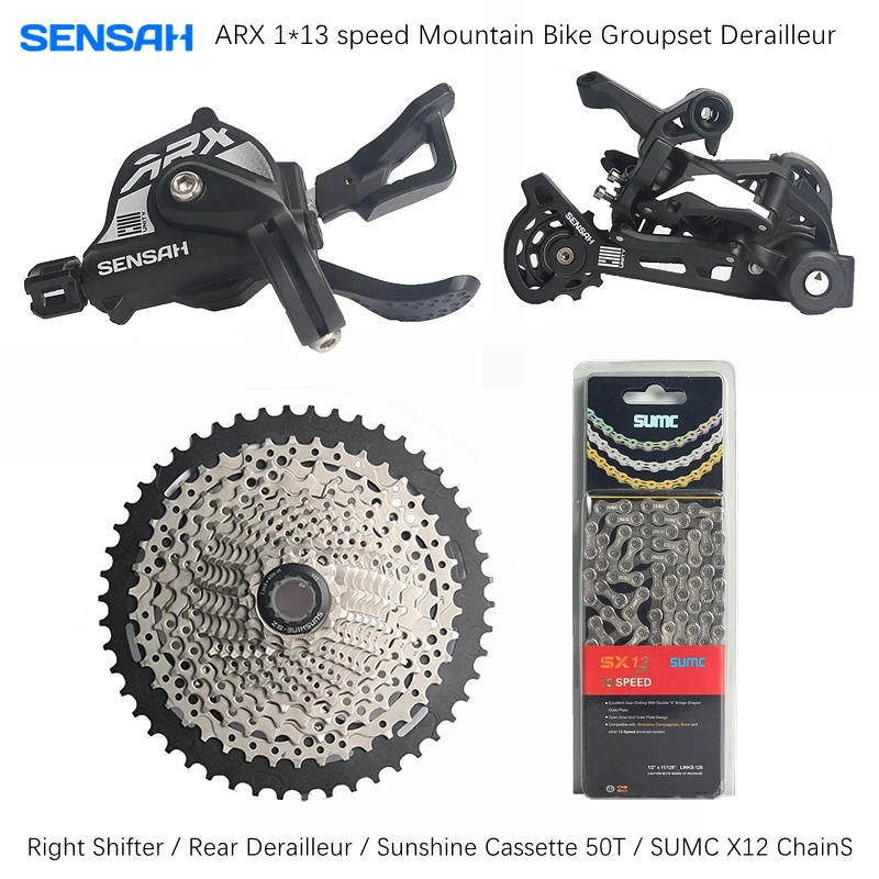 SENSAH ARX 13 speed Mountain Bike Groupset include Right Shifter Rear Derailleur Sunshine Cassette Sprocket 50T sumc 13S Chain