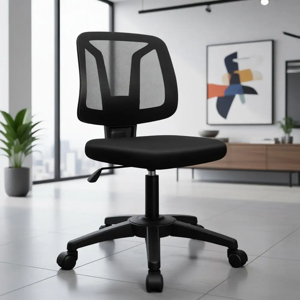 

Ergonomic Swivel Black Desk Chair without Arms, Lumbar Support, Adjustable Height for Kids and Adults