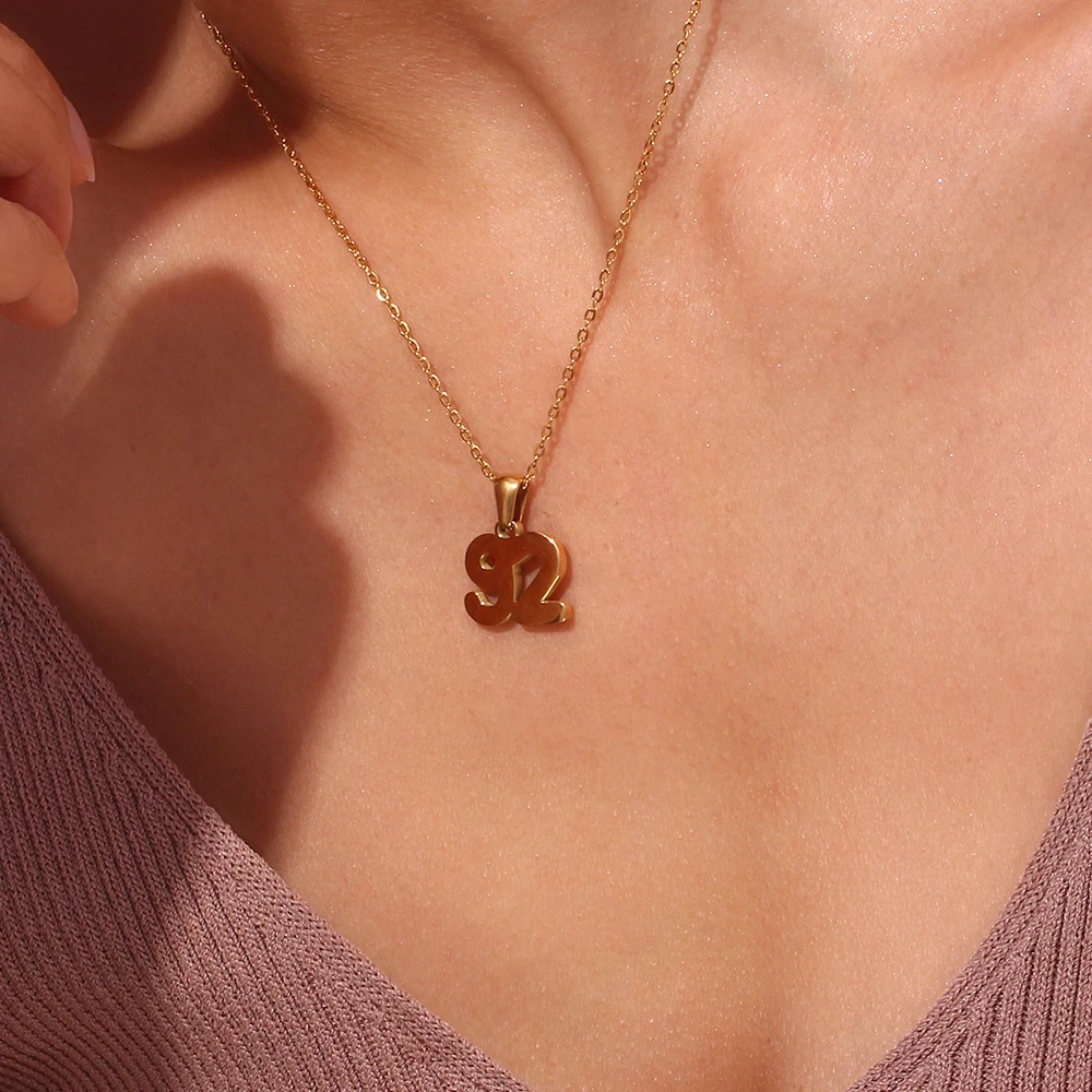 E.B.belle Personalized Special Birth Year Pendant Necklaces Waterproof Lucky Number Stainless Steel Jewelry 18k Gold Plated