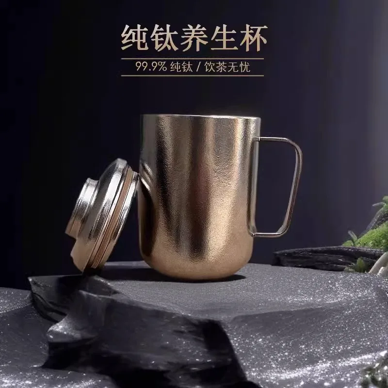 

Офисный термос из чистого титана, 350 мл, с ручкой, двухслойная вакуумная посуда для напитков, деловой подарок, чашка/кружка для воды для сохранения здоровья