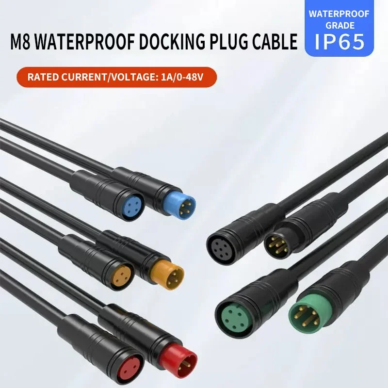 5Sets M8 Julet Ebike 4Pin Sensor Connectors Plug Male Female Waterproof Signal Bicycle Screen Charging Cable 20CM