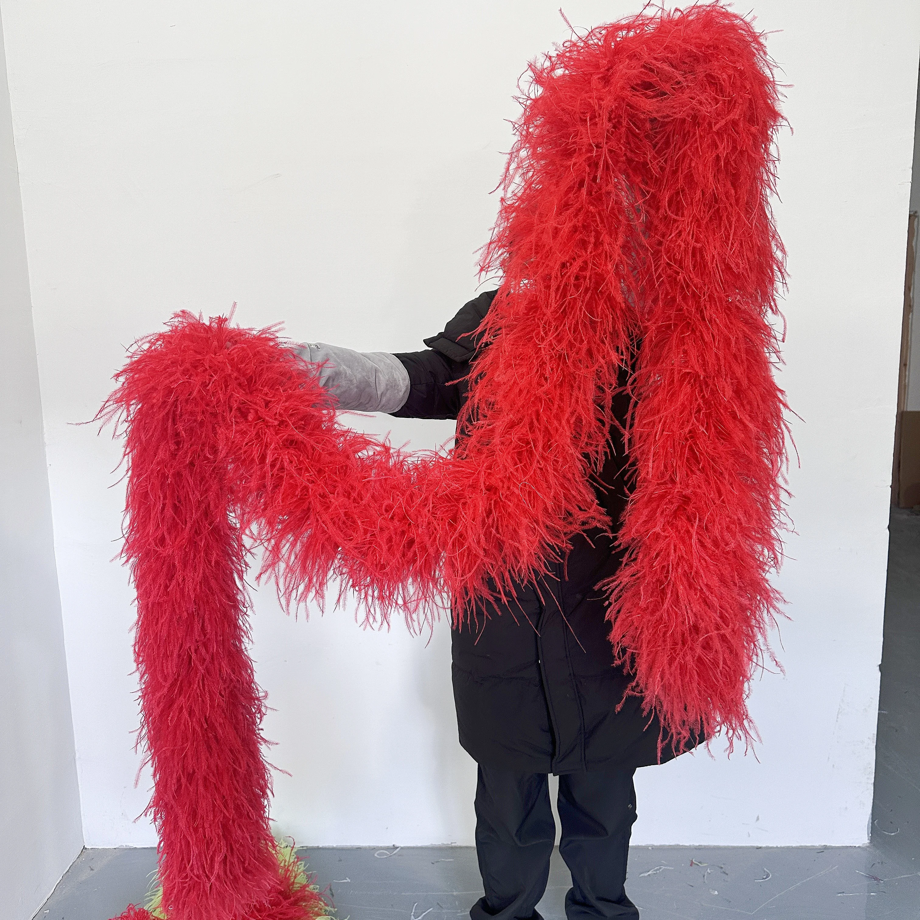 3Meters Ostrich Feather Boa Shawl Fluffy Plumes Trim Handmade Costume Hair Clip Dance Dress Holiday Party Decoration Accessories